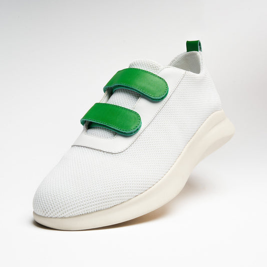 Blades Shoe Company Strap-On Shoe, Velcro Shoe: White Green Angle View