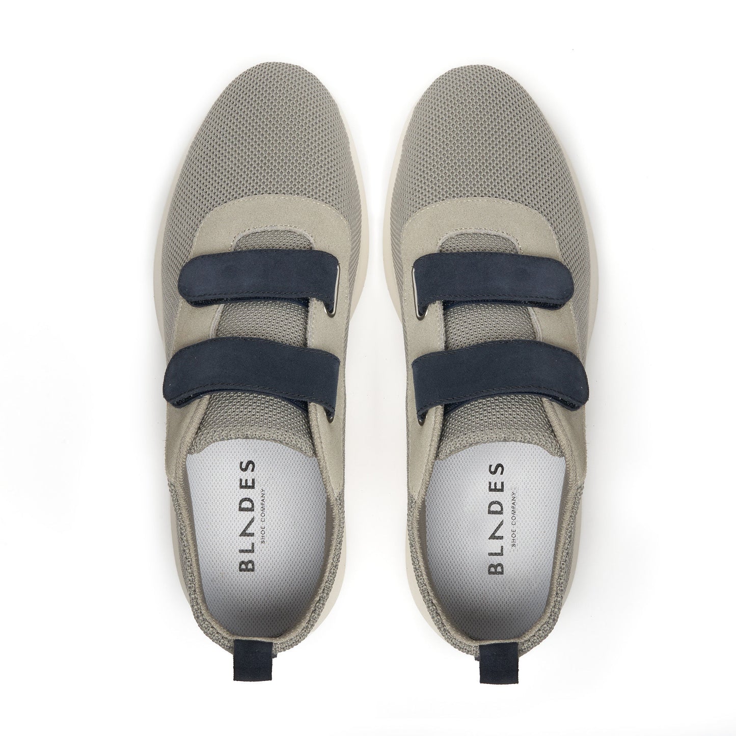 Blades Shoe Company Strap-On Shoe, Velcro Shoe: Grey Navy Top View