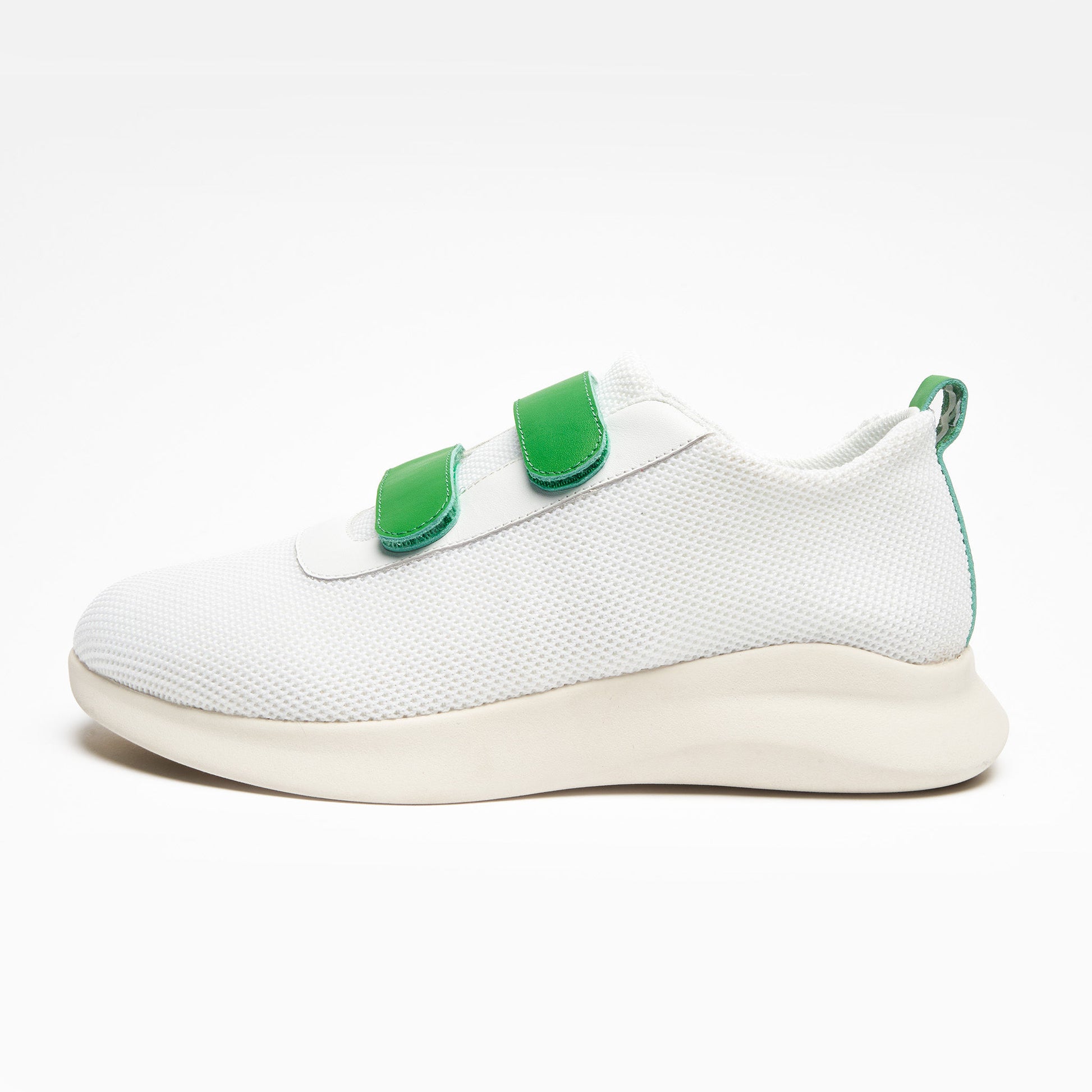 Blades Shoe Company Strap-On Shoe, Velcro Shoe: White Green Side View