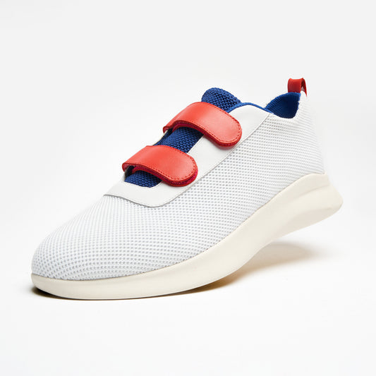 Blades Shoe Company Strap-On Shoe, Velcro Shoe: Red White Blue Angle View